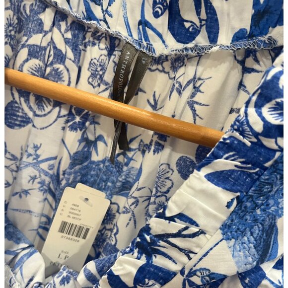 Anthropologie Sleeveless Poplin Smocked Midi Dress Size Large Petite - Picture 3 of 7